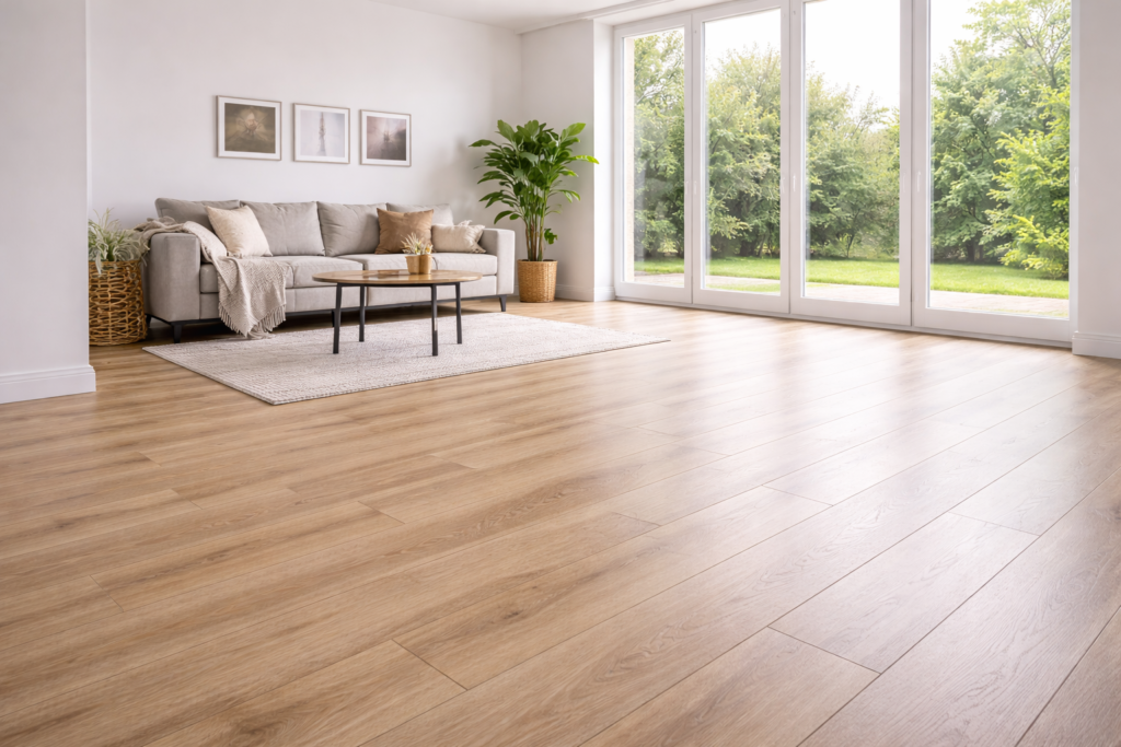 Laminatgolv i Malmö – professionell golvläggning i vardagsrum